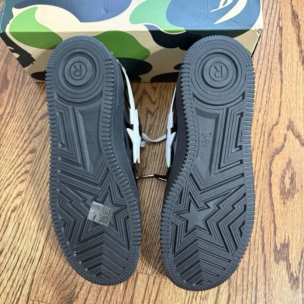 A Bathing Ape bape sta black & white patent leather size 10 w/ box & dust bag